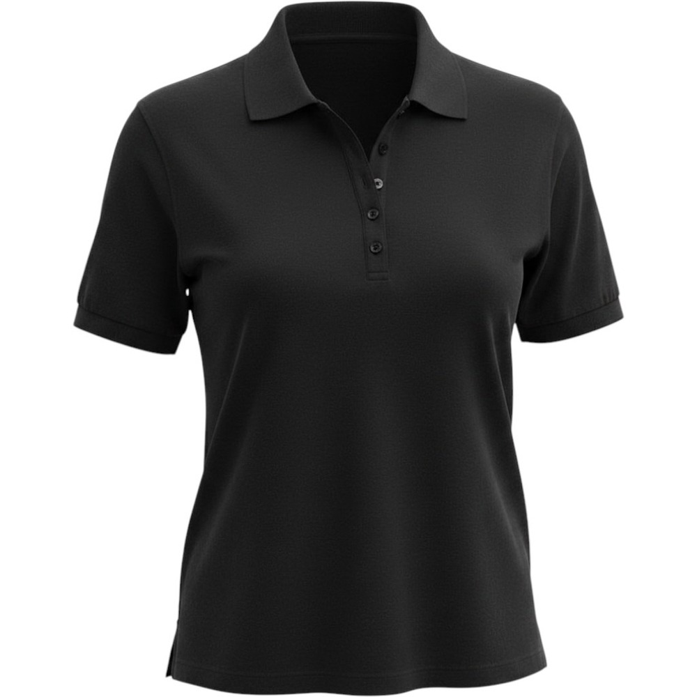 STYLE & CO Womens Black‎ Polo Shirt Large Short Sleeve Cotton Blend Collared